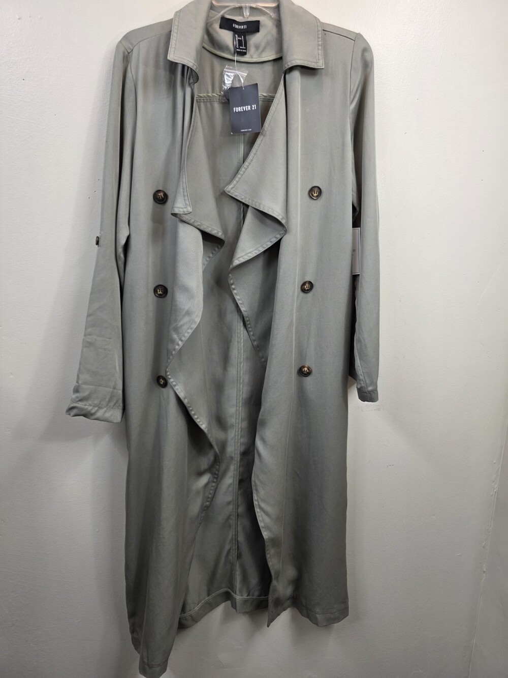 New Forever 21 stylish trench coat women Size Small Olive Green